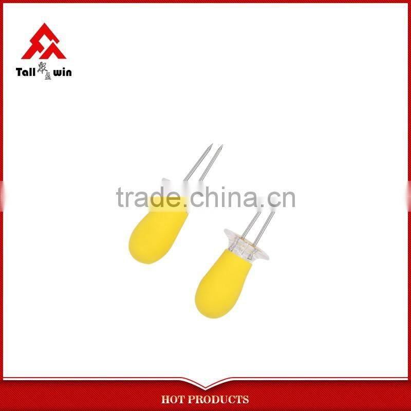 Corn fork BBQ Corn holder Rotating BBQ skewers with yellow PP handle