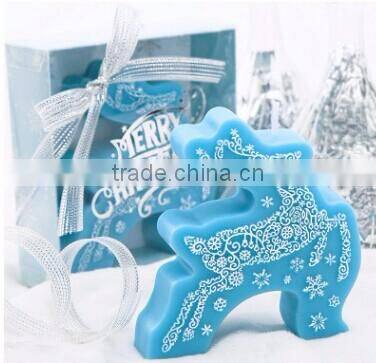 BLUE CHRISMAS DEER CANDLE