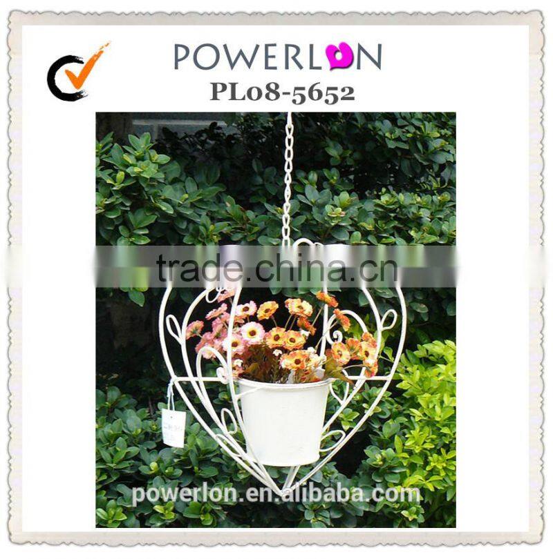 Heart Shape Antique White Matal Hanging Flower Pots
