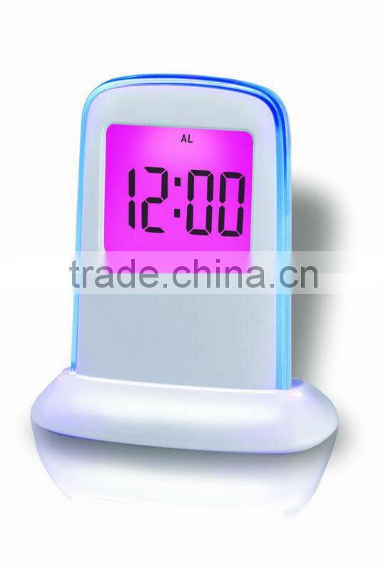Promotional Push Panel 7-Color Changing LCD Clock