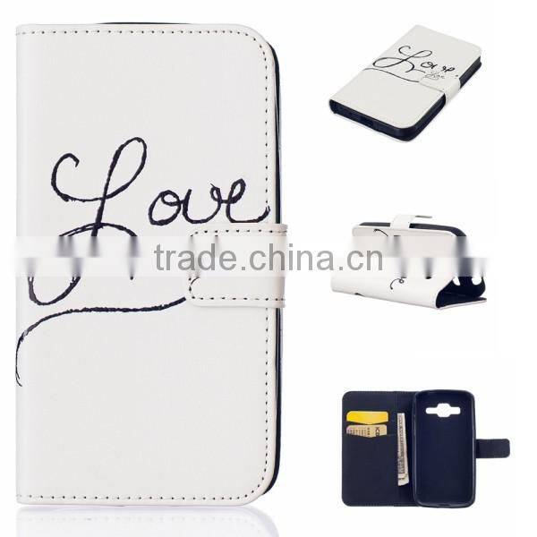 Relief painting phone shell PU leather phone case flip leather holster for Samsung G530