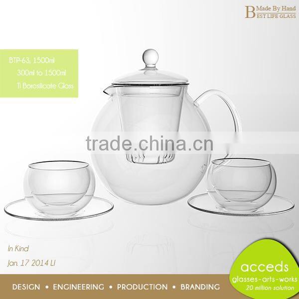 Handcrafted High Quality Ti-Borosilicate Lead-Free Glass Tea Pot