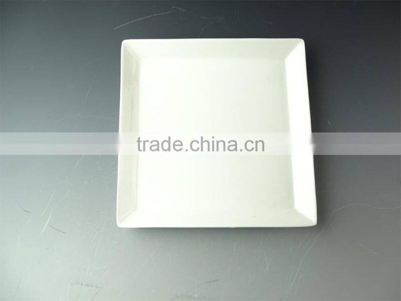 white square porcelain plate, cheap flate dinner plate for restaurant with all size in stock