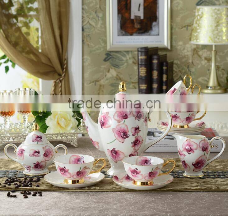 Drinkware wholesale alibaba wedding return gift grace tea ware 17 pcs ceramic tea set, tea pot set, bone china tea set