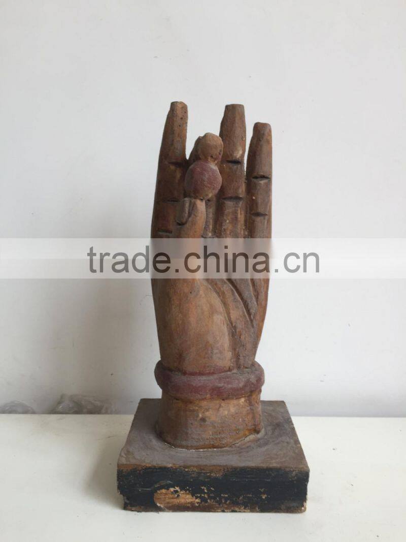Antique hand made wooden carving buddha hand sculpture,wooden statues,Religious sculptures