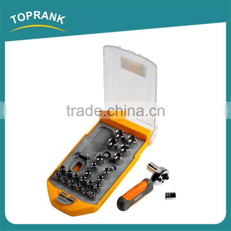 25pcs Dual side ratchet and socket set, small ratchet spanner set
