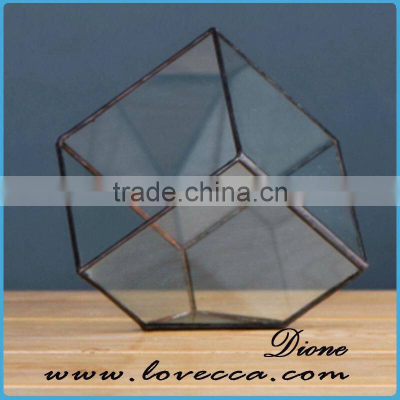 Lovely Various Size Flowers Artificial Wedding Metal Copper Glass Terrarium/Geometric Glass Terrarium Metal