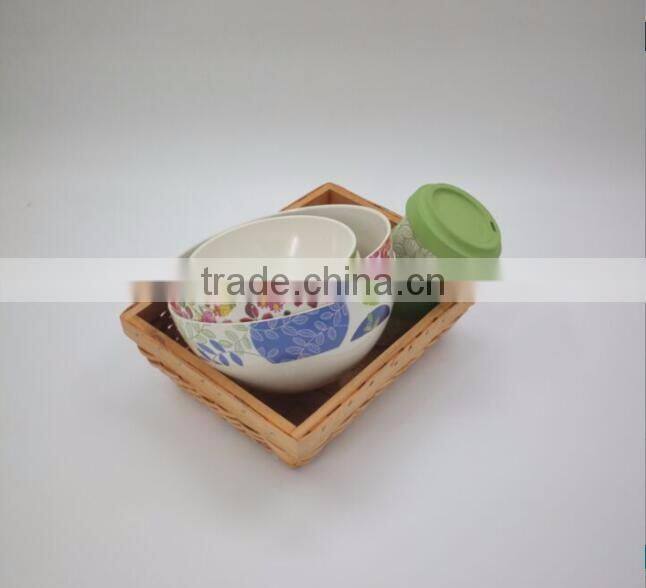 BSCI Audit Hot-sell Eco Natural Bamboo Fiber Print Salad Bowl