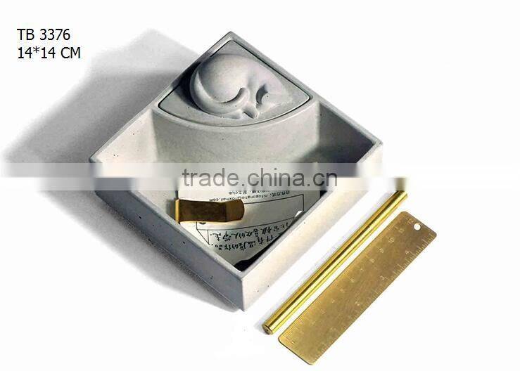 office desktop Cement concrete square box storage cat pen holder