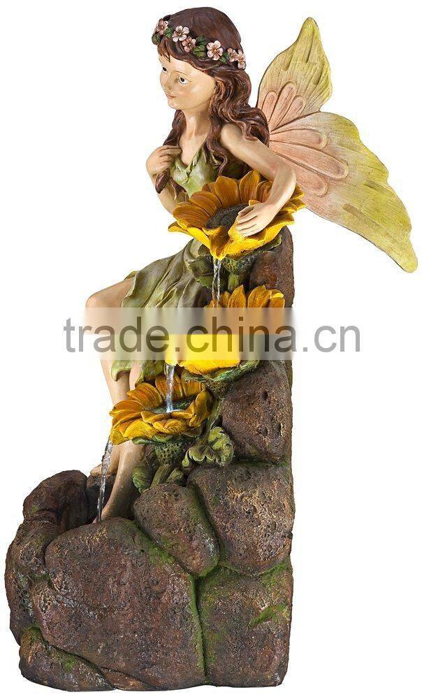 Garden Fairy with Sunflowers Handmade Fairy Garden Water Fountain