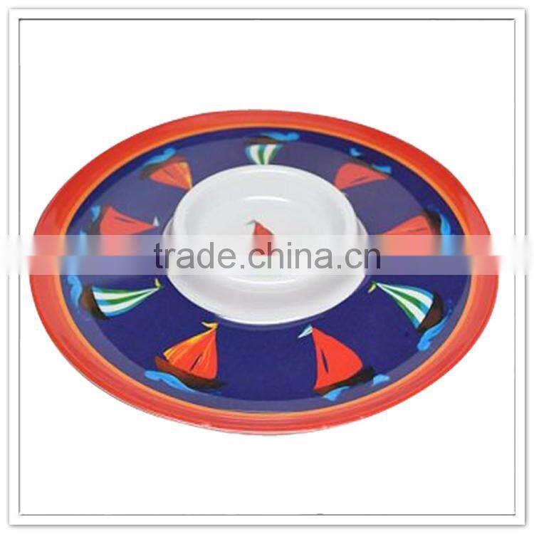 Sailing ship 13inch melamine kitchen circular rolling tray