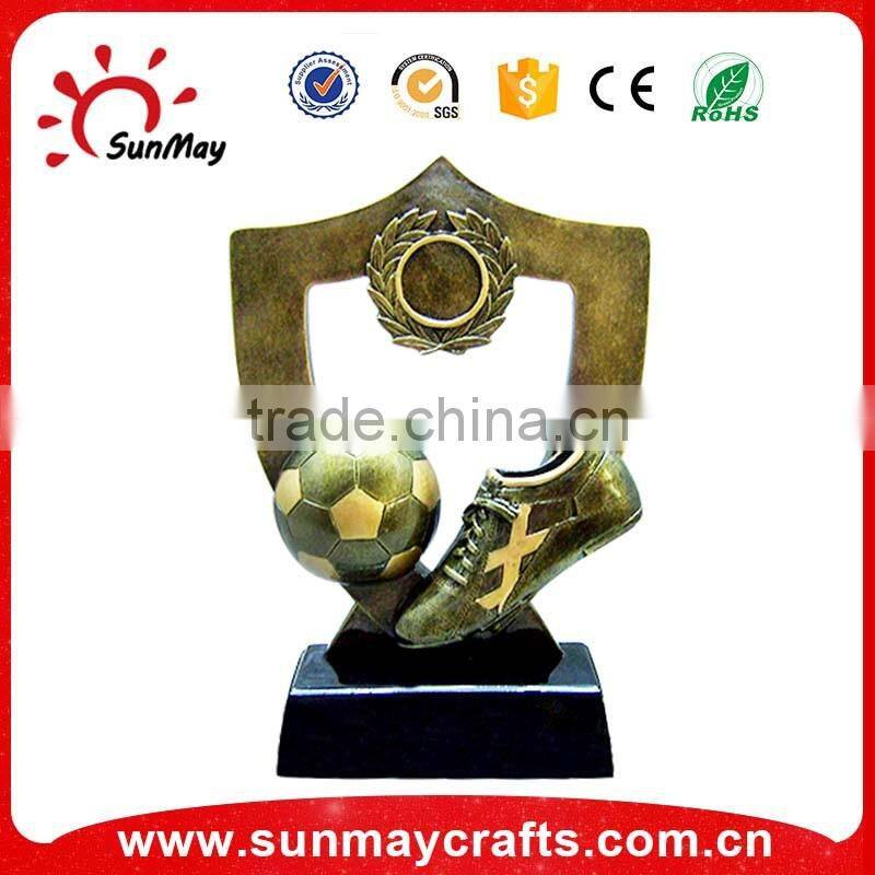 Wholesale custom polyresin resin sports trophy, football soccer trophy awards