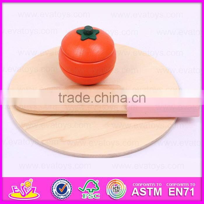 2015 new wooden kitchen set for baby, wooden vegetable cutting toy for children, pretend play wooden cutting toy W10B137