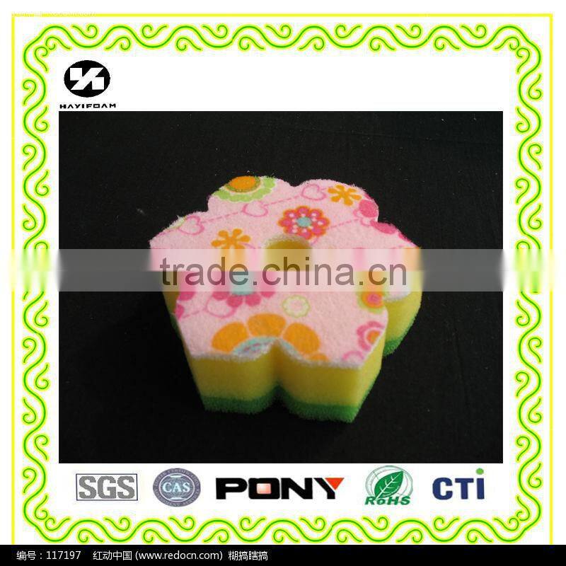 disposable flower shape kitchen cleaning nylon sponge
