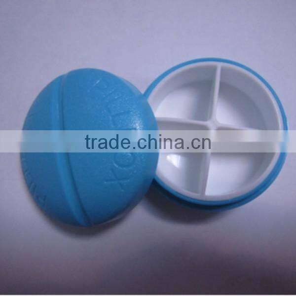 custom round 4 compartment plastic pill box colorful pill dispenser box made in China