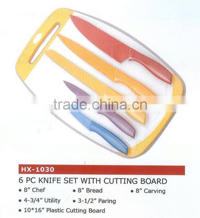 Hot sale 6pc knife set with cutting board