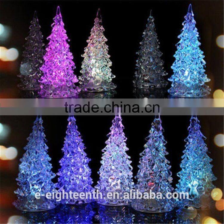 Mini Color Changing Icy Crystal LED Christmas Tree Decoration Light Night Light