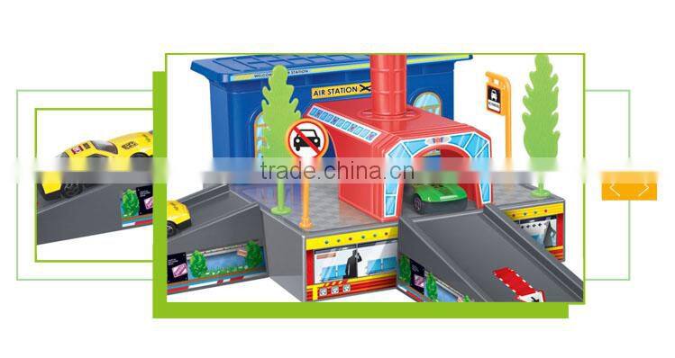 Hight quality kids plastic toy car garage with alloy car