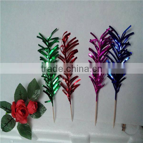 Cake decorate fancy colorful foil palm party picks