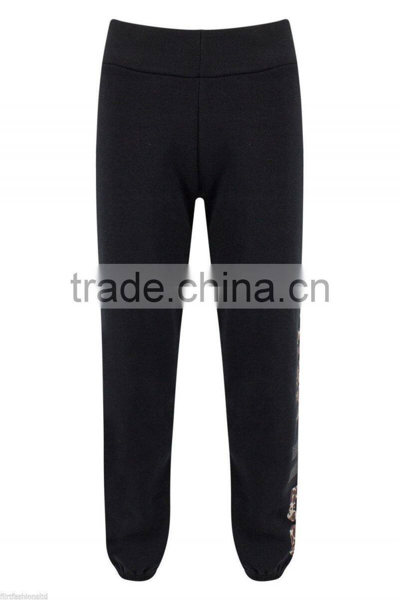 Ladies Leopard Print & Off Shoulder black Tracksuit Jessica Wright Celeb Joggers