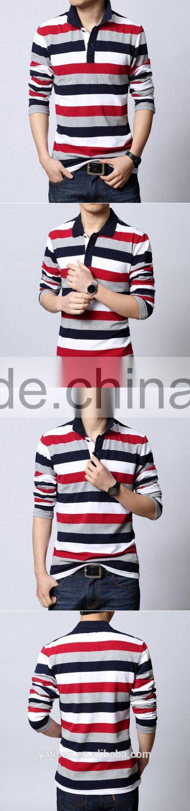 colorful stripe men's polo shirts designs 100% cotton slim fit striped polo shirt OEM