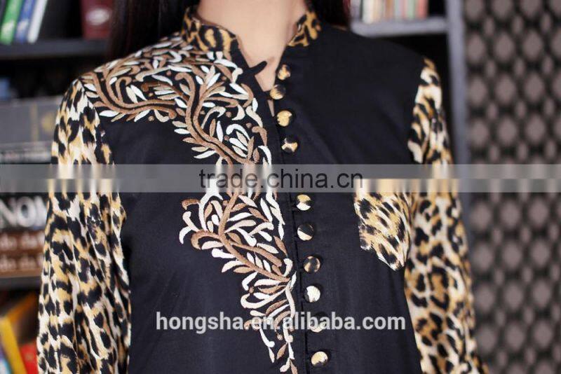 Printed & Plain Leopard Kurti Designs For Stitching Net Kurti With Embroidery Designs HSd7208