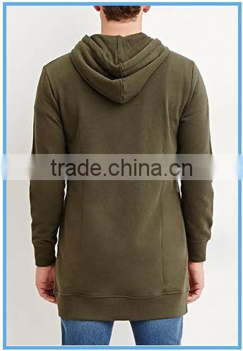 Men's French Terry Zipper Up Longline Hoodie