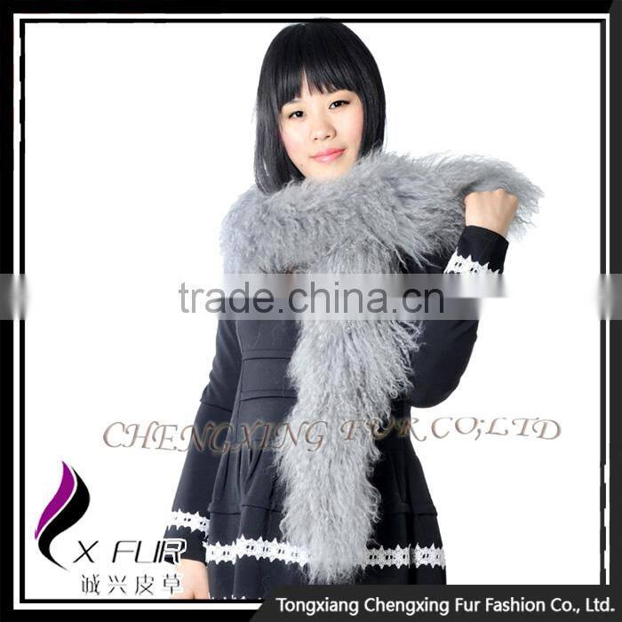 CX-S-02G High Quality Custom Fashion Wholesale Mongolian Lamb Fur Fashion Winter Scarf