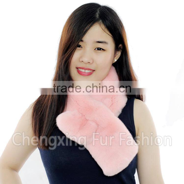 CX-S-56B Newest Products For 2016 Girls Pink Real Rex Rabbit Fur Scarf