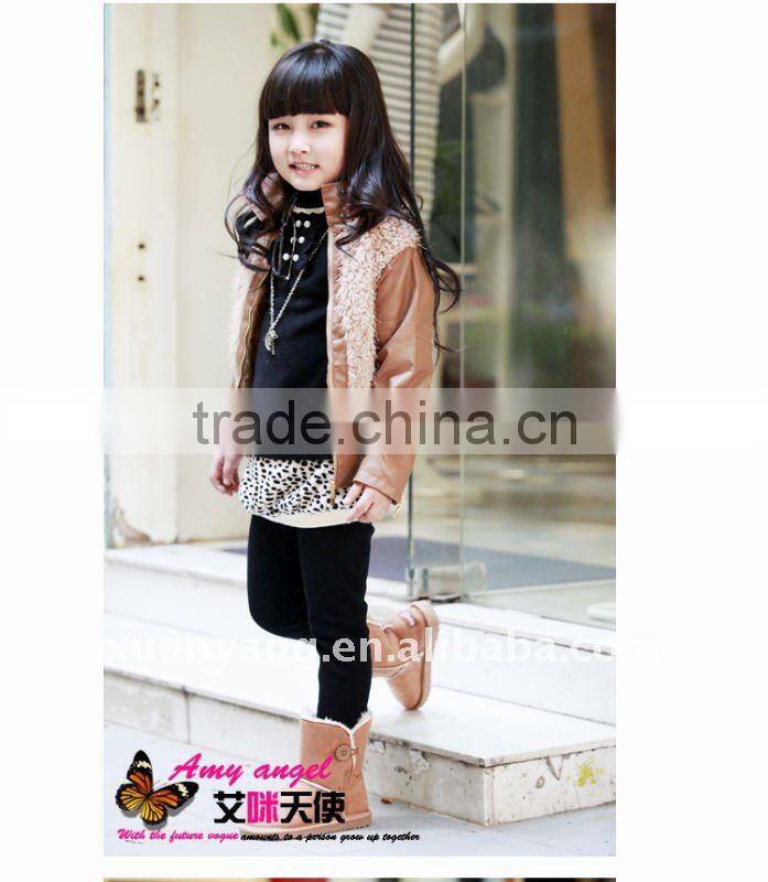 new fashion popular branded jackets girls leather coat for autumn season