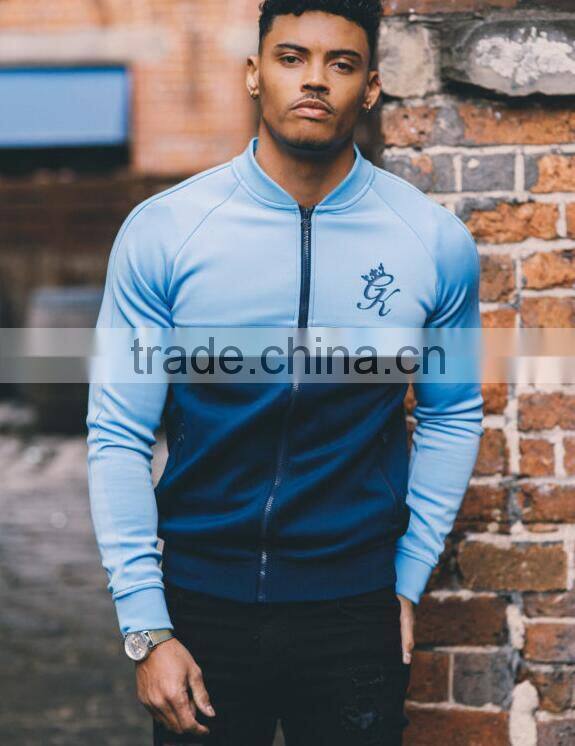 92% Polyester 8% Elastane Navy/White/Blue Mens Full Zipper Outdoor Performance Jacket Baseball Jacket Gym Tracksuit Top