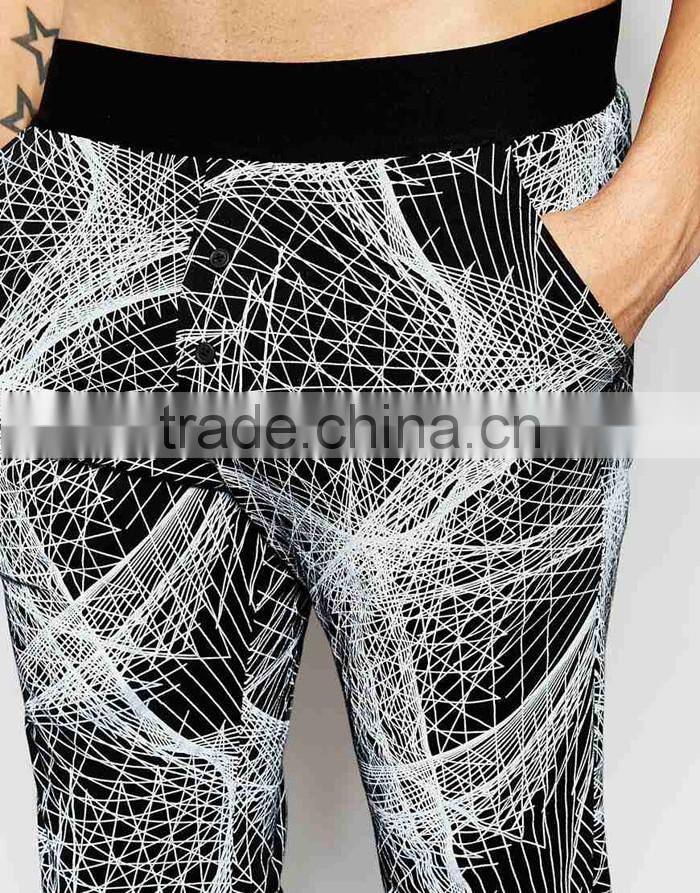 Mens loungewear tracksuit bottoms with geo print for sale