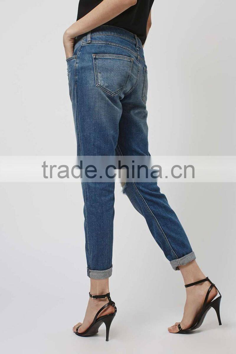 Wholesale price jeans denim jeans women ripped out damaged pant