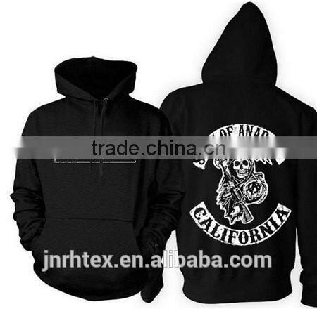 100% cotton men printing crewneck hooded sweatshirt