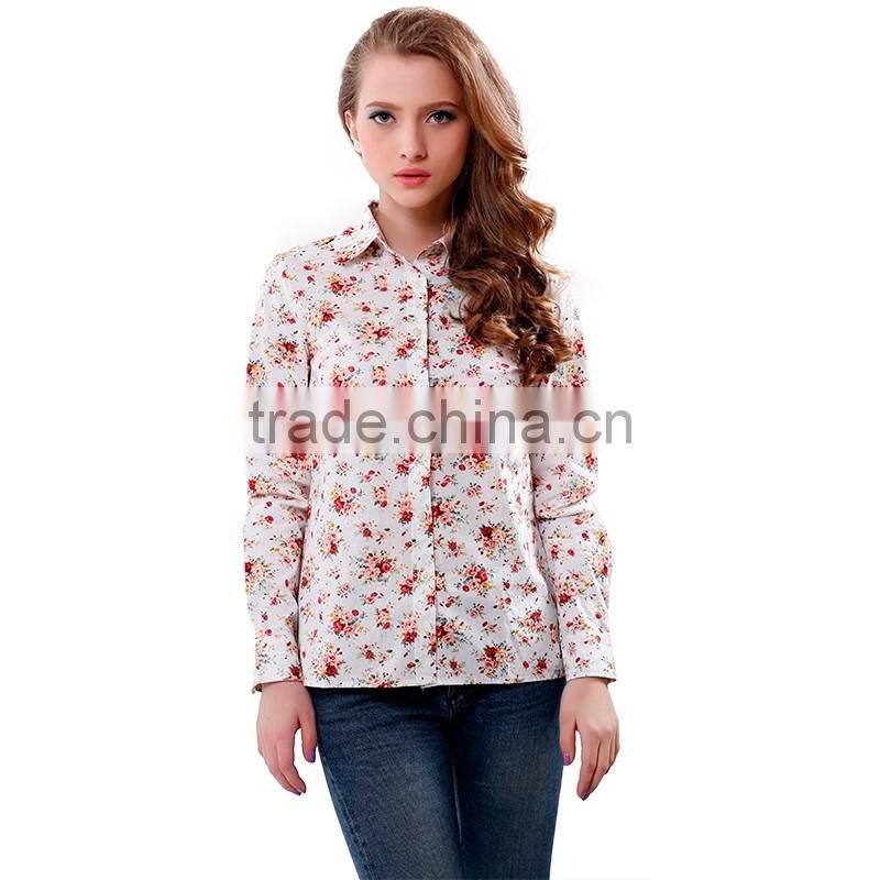 hot sale high quality fancy floral soft casual shirt for women
