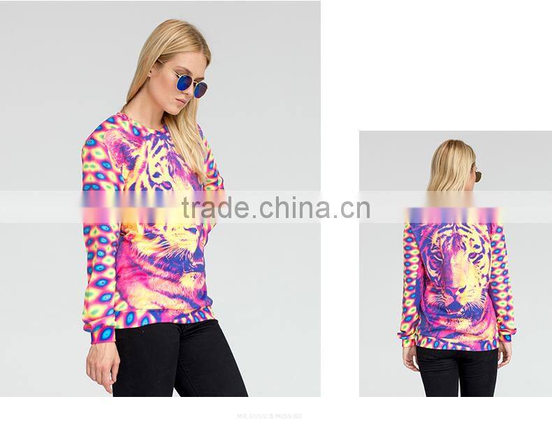 Unisex colorful tiger full printing crewneck sweatshirt
