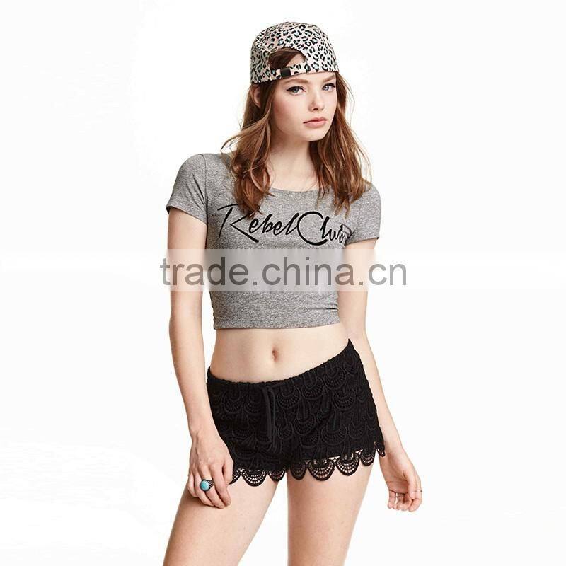 new!womens urban sportswear flocking printing crop tops/t shirt