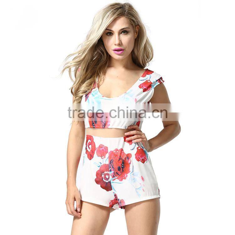 2016 Fashion summer casual printed sexy women jumpsuit 2016