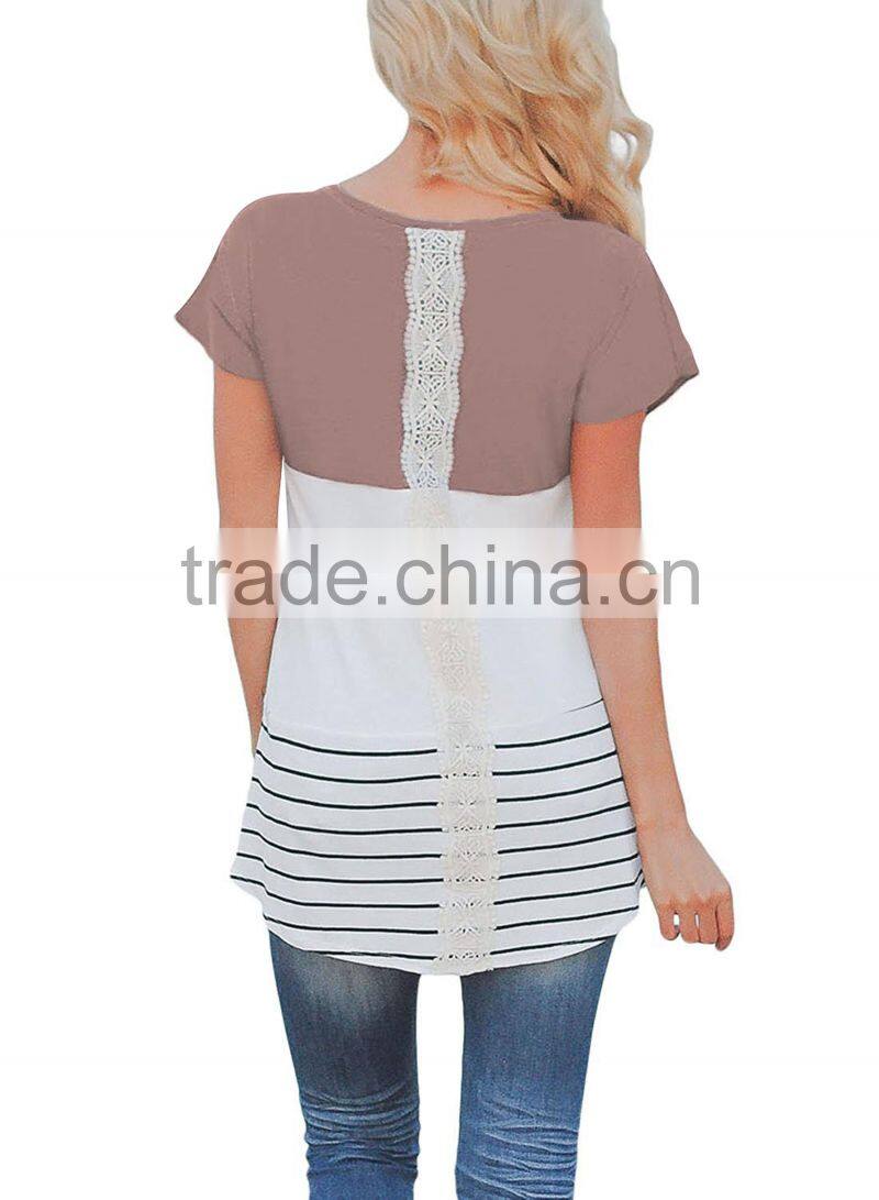 Latest custom fashion ladies short sleeve blouses for wholesale 2017