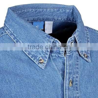 2014 garment factory denim jean fabric long sleeve shirts