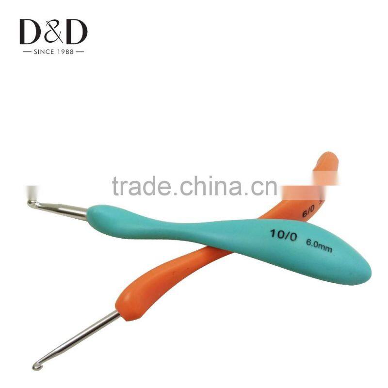 D&D Super Quality 8pcs/set Colorful Plastic Handle Aluminum Crochet Hook Knitting Needles Weave DIY Crafts Sewing Tools 8 Sizes