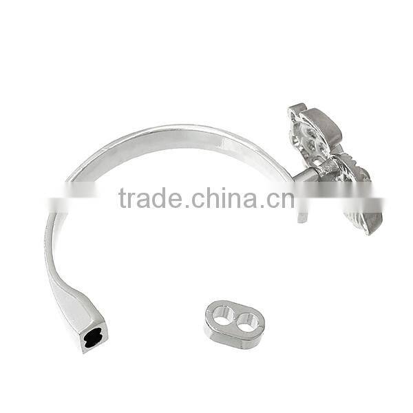 Half Bracelet Bangle Bar With Slider Hook Clasps Owl Halloween Silver Tone 5.9cm x3.2cm 11mm x7mm