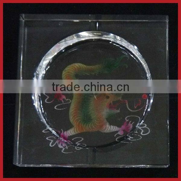 Animal Picture Crystal Smoking Ashtray For Home Decoration