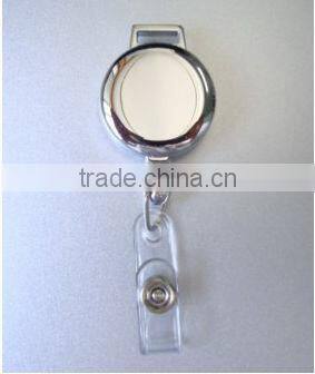 High quality silver surface retractable ID badge holder