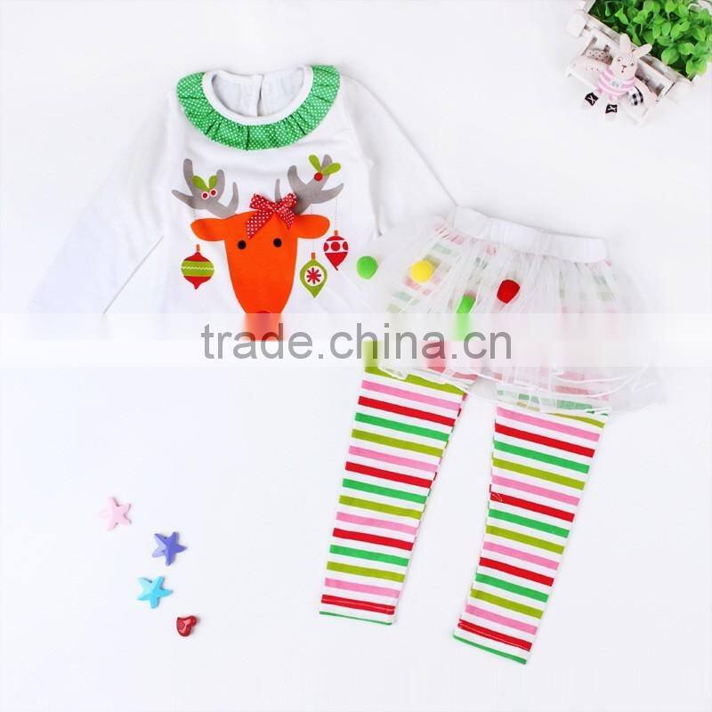 2017 sales Christmas plain clothing tutu prettiskirts pom pom pants new design grenadine christmas sets