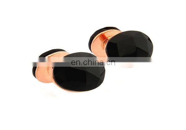 2014 wholesale gold plating jewelry fashion rose cufflinks black stone cufflinks high quality
