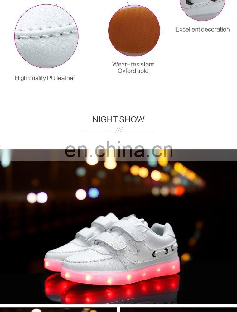 Factory wholesale new USB rechargeable kids LED luminous light shoes Children kids led shoes sneakers