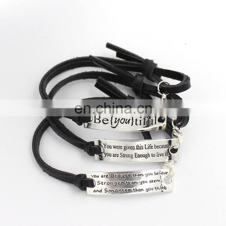 Personlized inspirational Leather engraved Bracelet