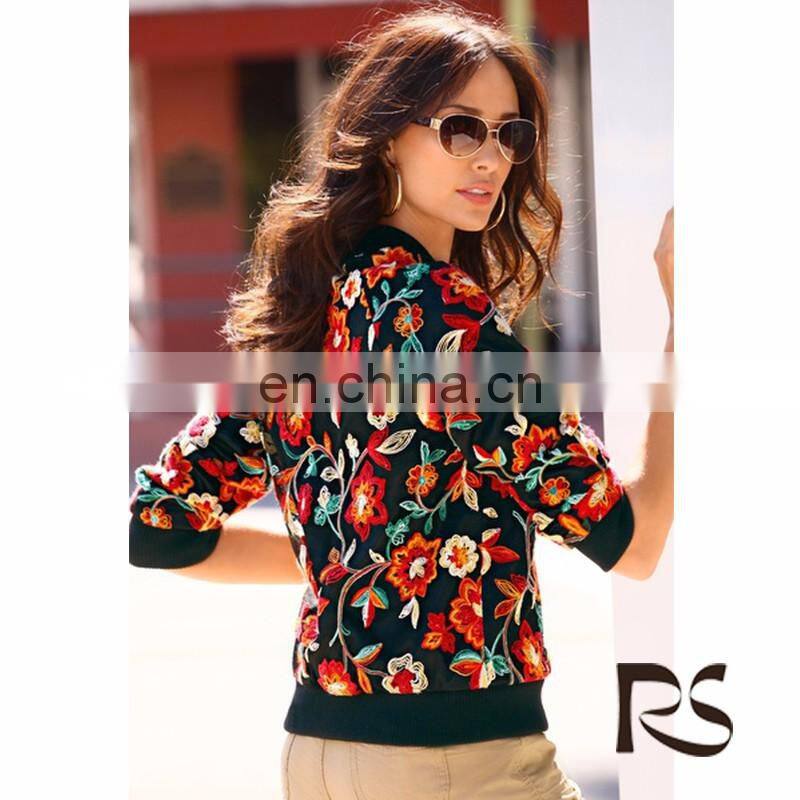 2016 Wholesale Net Embroidered Bomber For jacket women