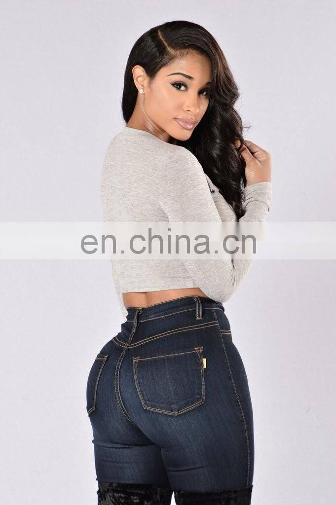 2017 hot selling sexy hollow out bind t shirt tight short t shirt long slevee t shirt for women